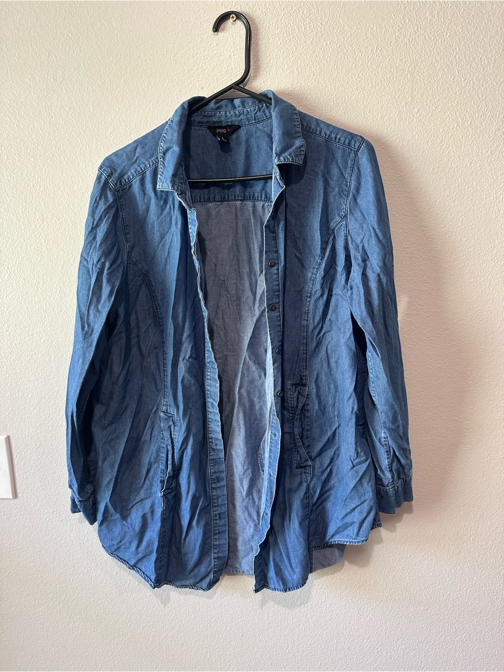 intro. Women's Light Blue Denim Button-Front Jacket